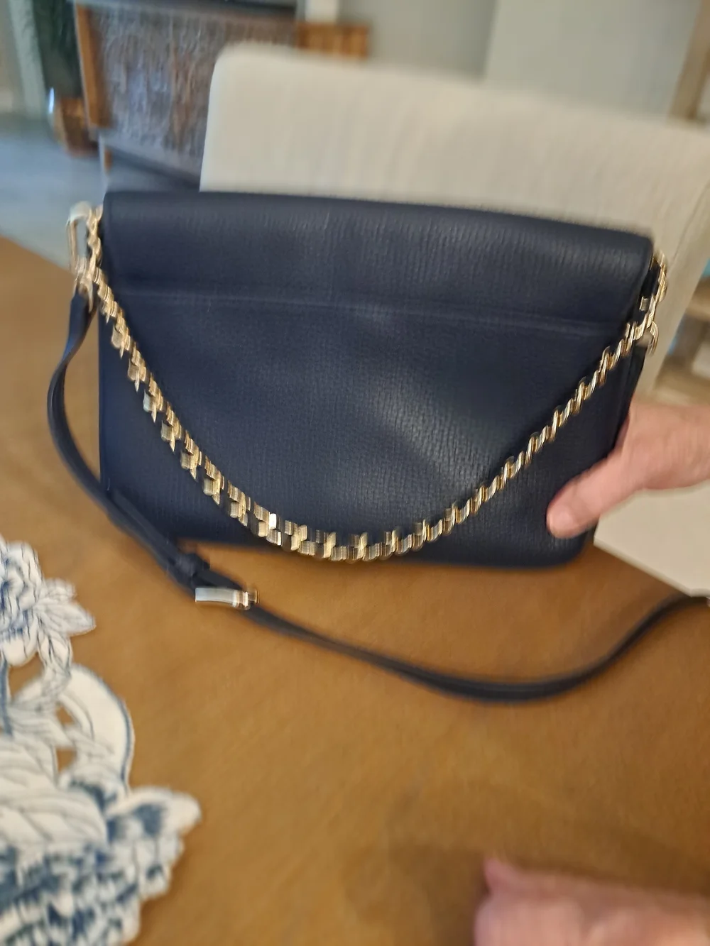 Tory Burch Navy Pebbled Leather Crossbody